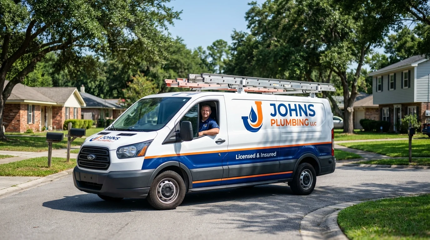 Johns Plumbing LLC service van in Lansford, PA