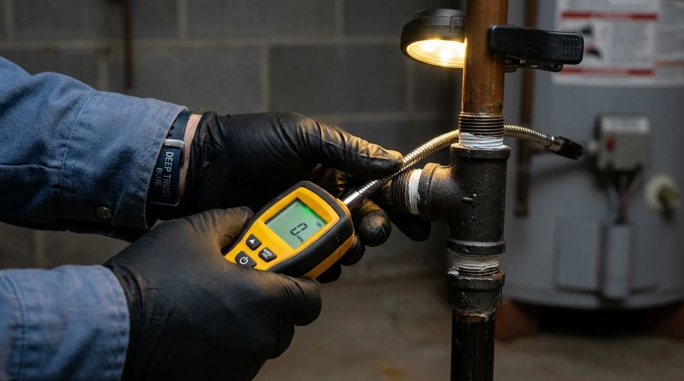 Gas leak detection with electronic sniffer by Johns Plumbing LLC in Lansford