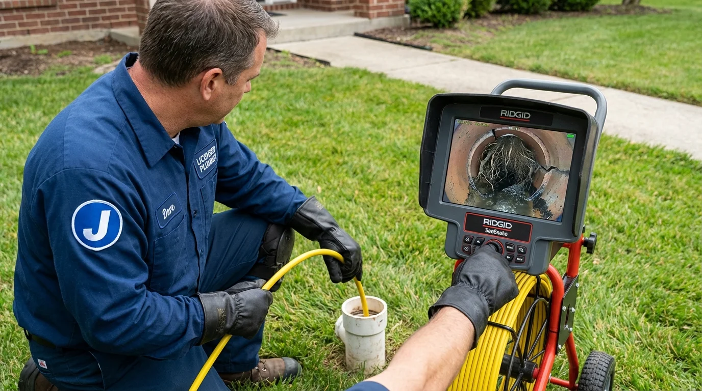 Sewer camera inspection being performed by Johns Plumbing LLC in Lansford